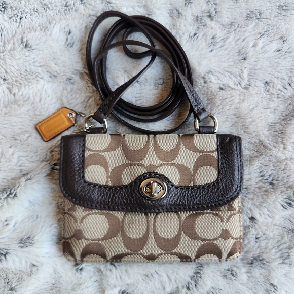 Coach Handbags - Coach Park Signature Dylan Crossbody Wallet in Brown